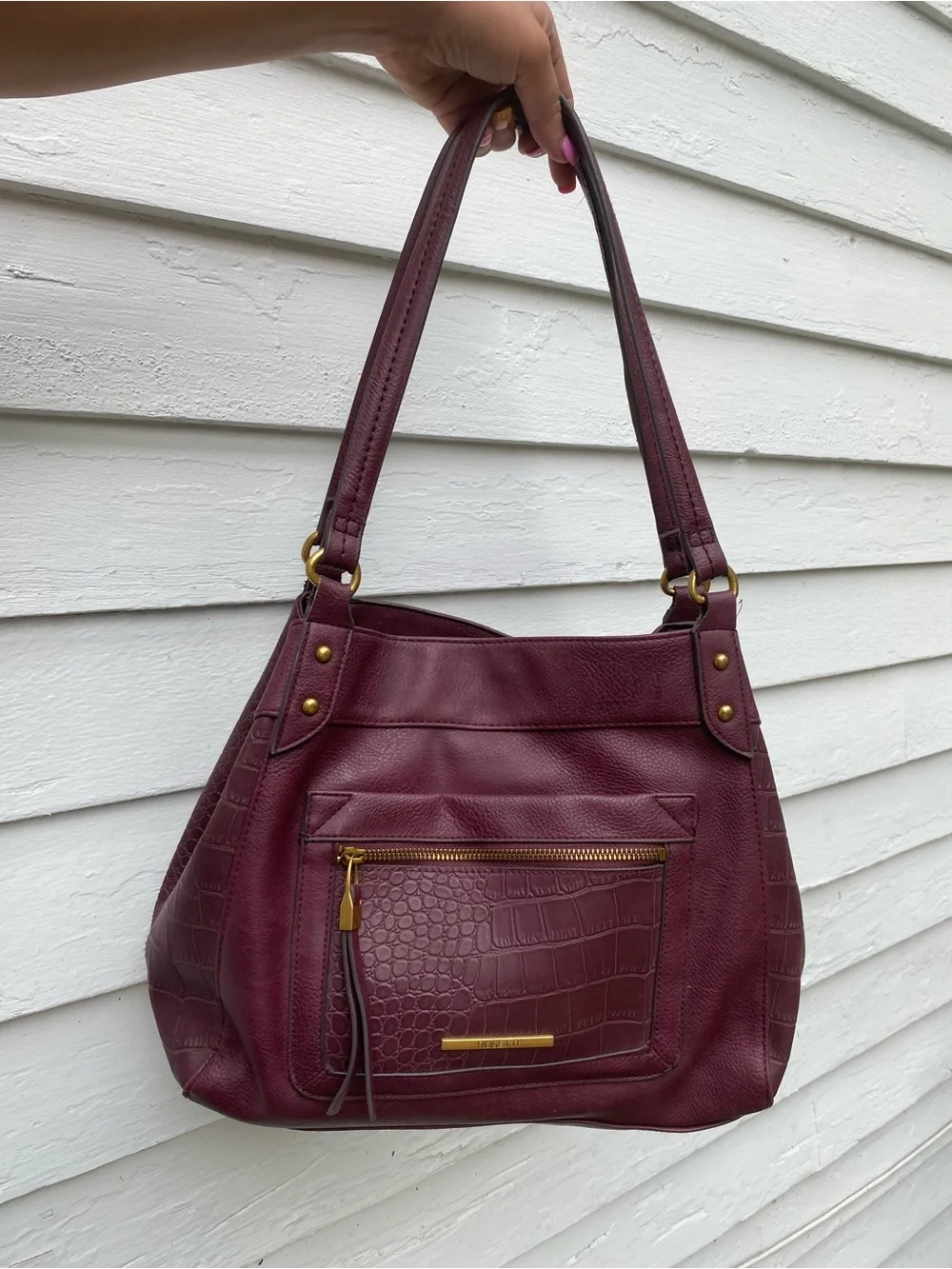 Rosetti Burgundy Shoulder Bag with Gold Accents